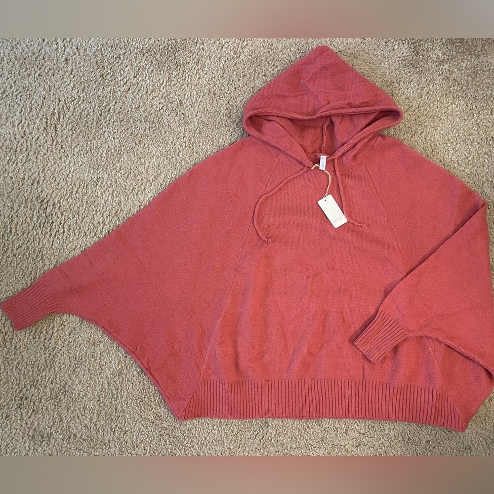 NWT Wishlist Warm Reddish Pink Embroidered Knitted Hoodie